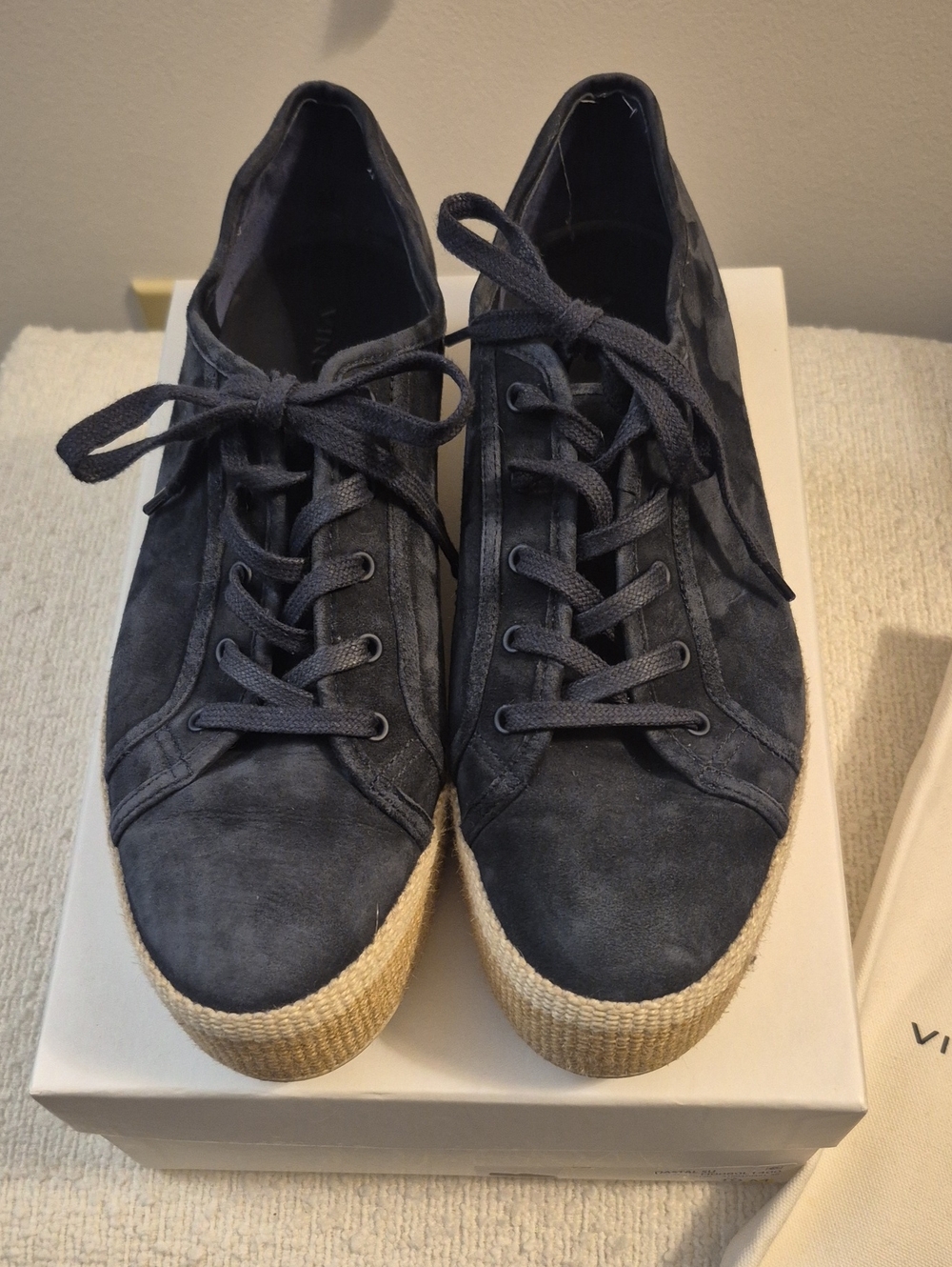 Vince Navy Suede Lace-Up Espadrille Sneakers